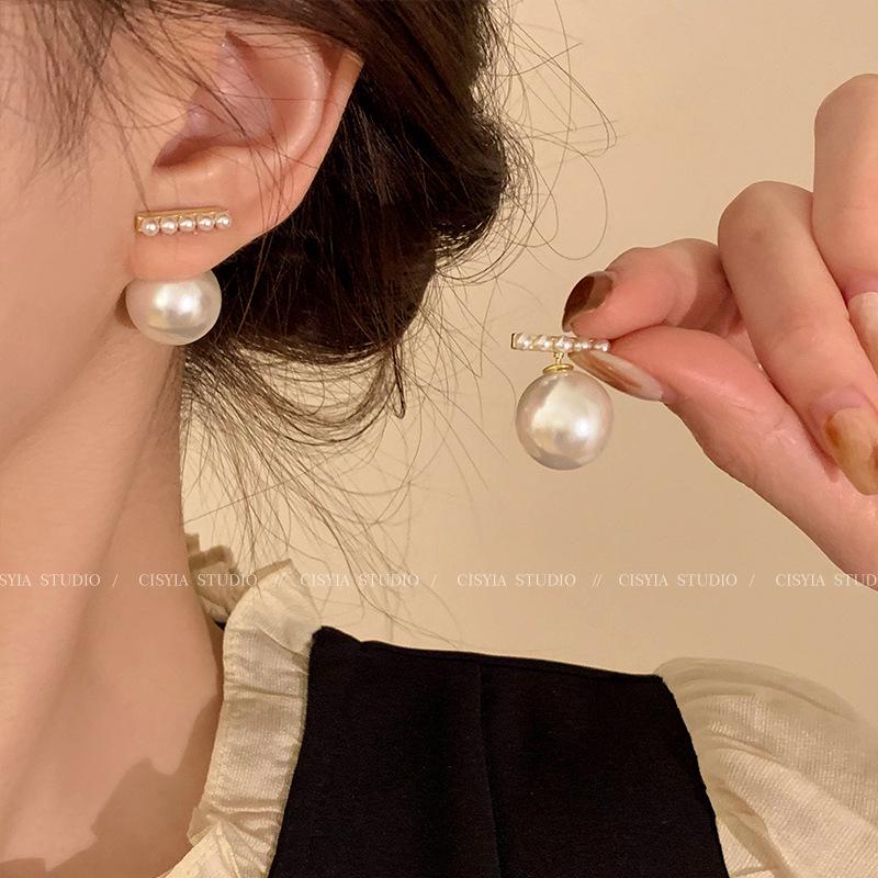 Elegant S925 Silver Pearl Bow Earrings for Women, Fashionable and High-End Design