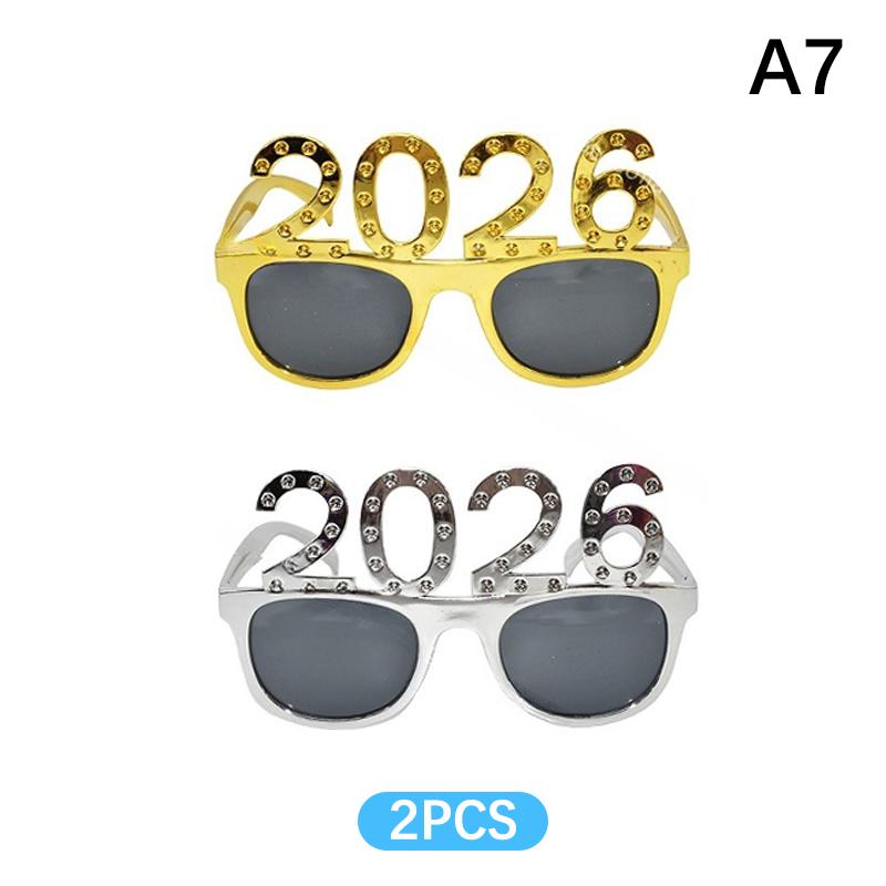 2026 Číslo Okuliare Šťastný Rok Okuliare Diamantové Trblietavé Slnečné Okuliare Cosplay Rekvizita Vianočná Párty Dekorácia Smiešne Okuliare