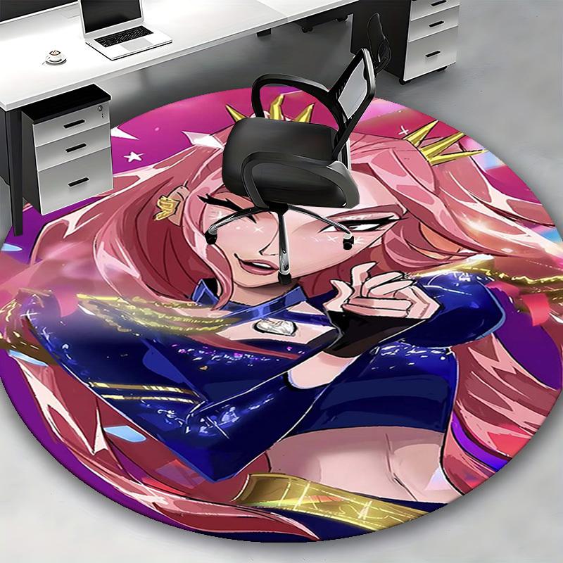 1pc Anime Design Round Carpet - Office Chair Mat, Non-Slip Rug for Anime Fans | Perfect Gift for Anime Lovers | Suitable for Home Decor, Living Room