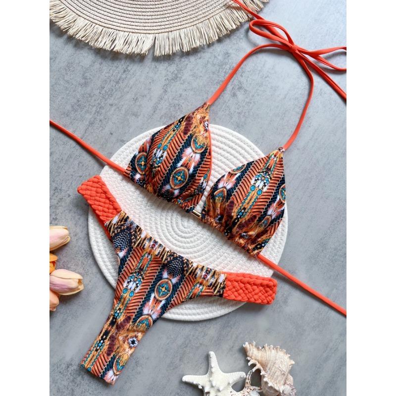 

Принт Холтер Мини Стринги Высокий Вырез Бикини Женский Купальник Женская Купальная Одежда Комплект Бикини из двух частей Купальщик Купальный Костюм Плавать S