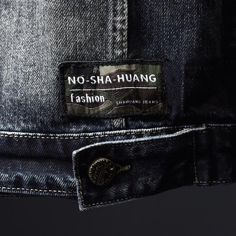 Autumn and Winter Classic Heavy Industry Embroidery Denim Top Retro Retro Trend Motorcycle Wear Multi Pocket Denim Coat for Men
