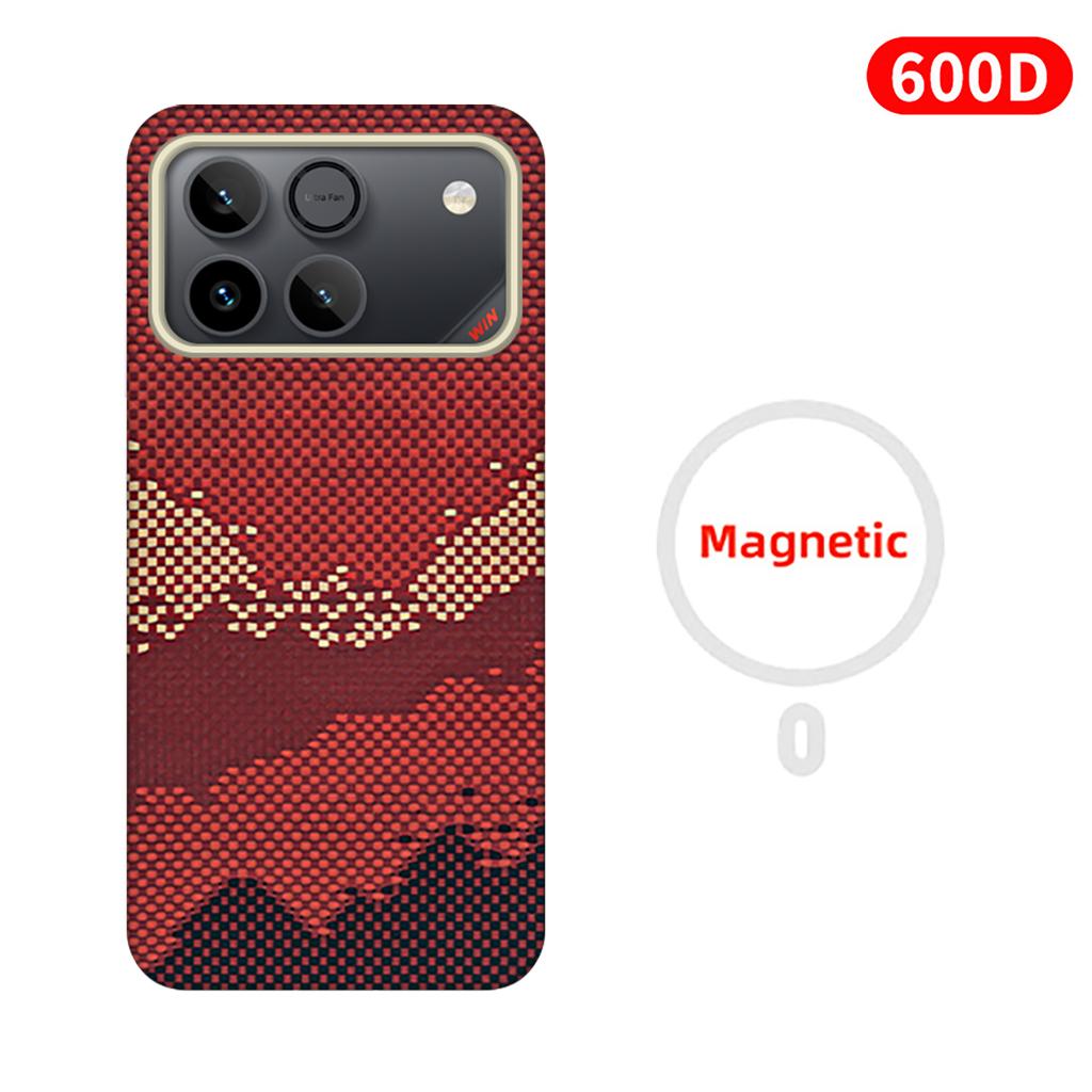 600D Real-thin Carbon Fiber Phone Case for Honor Win/Win RT Case Aramid Fiber Fabric Thinhard Magnetic Black Slim Light Red Case