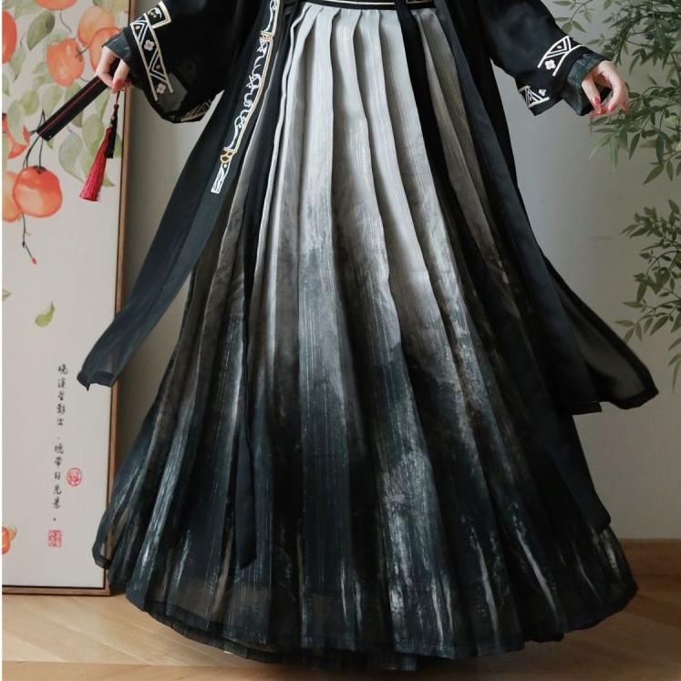 Chinese Song Dynasty Style Hanfu Men's And Women's Embroidery Suit Modified Ink Daily Suit
