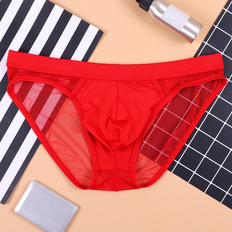 1Pc Low Waist Lingerie Acrylic Fiber Panties Men's Sexy U Pouch Underwear Briefs