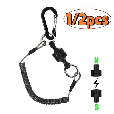 1/2pcs Magnetic Heavy-Duty Elastic Fishing Lanyard,Universal Stainless Steel Safety Rope Strong Magnet Fast Buckle Anti-Drop