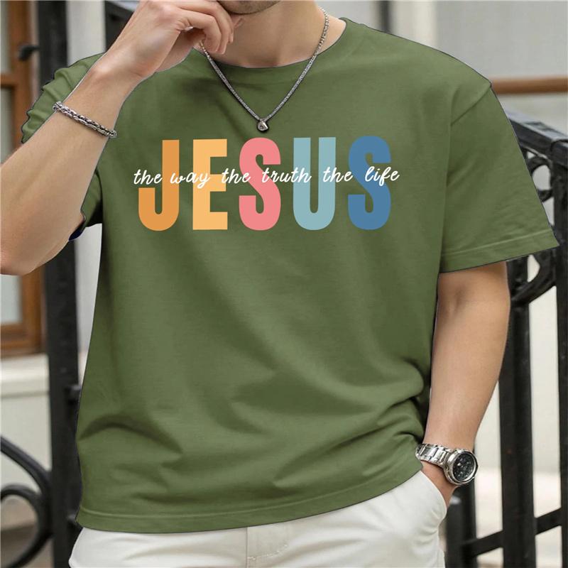 Jesus The Way Truth Life Print Unisexs TShirt Casual Short Sleeve Tee All Season Comfort Ladies Top Plussize T Shirt Daily Wear