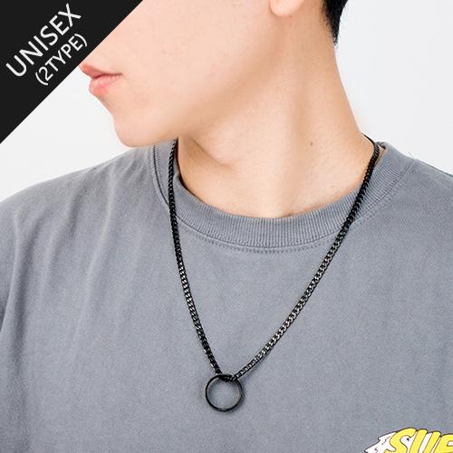 Glory_Arden Surgical Steel 2-Type Black Chain Necklace / Ghmn-133