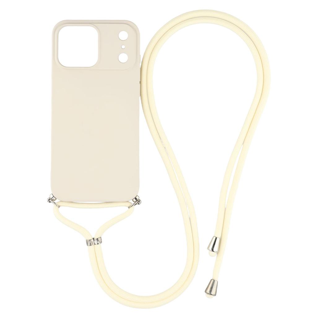 For iPhone 17 Pro Deksel Mykt TPU Fiberfôr Telefondeksel med Skulderstropp