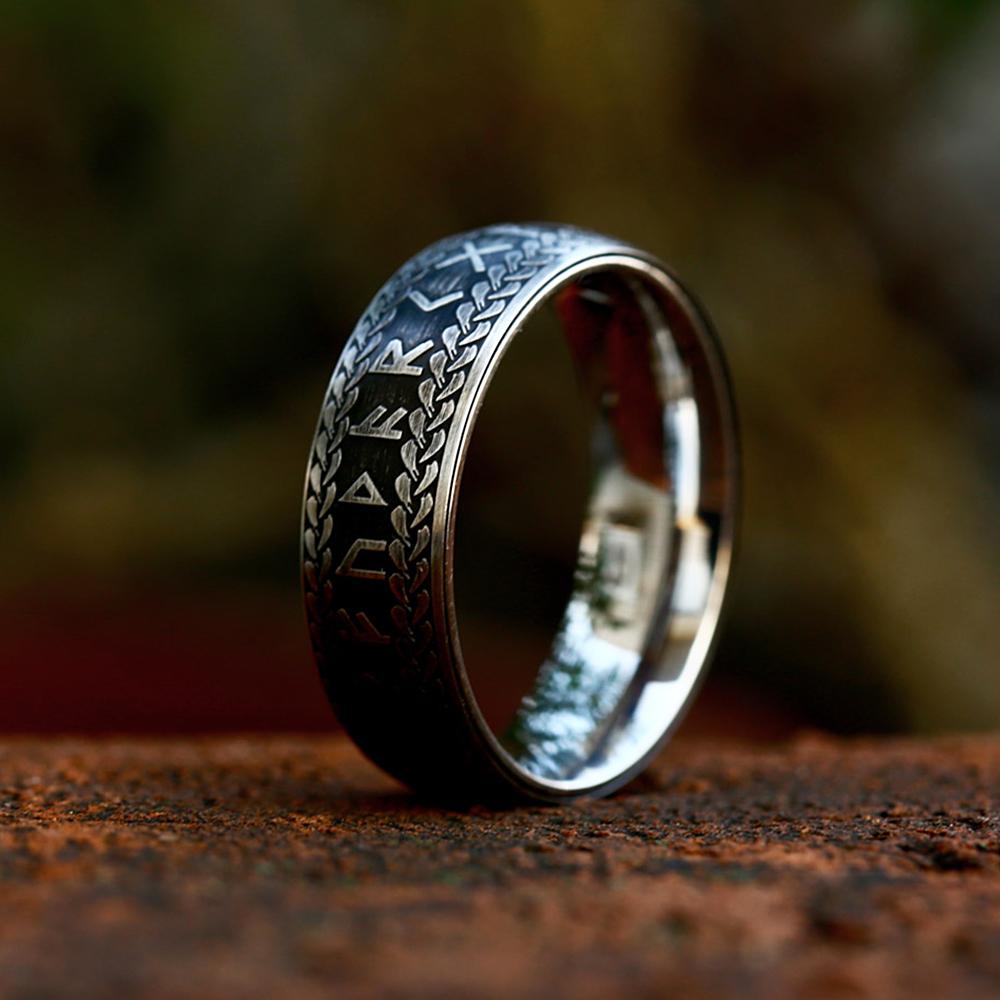 New Vintage Nordic Viking Rune Ring For Men Women Stainless Steel Couple Amulet Fashion Jewelry Gift