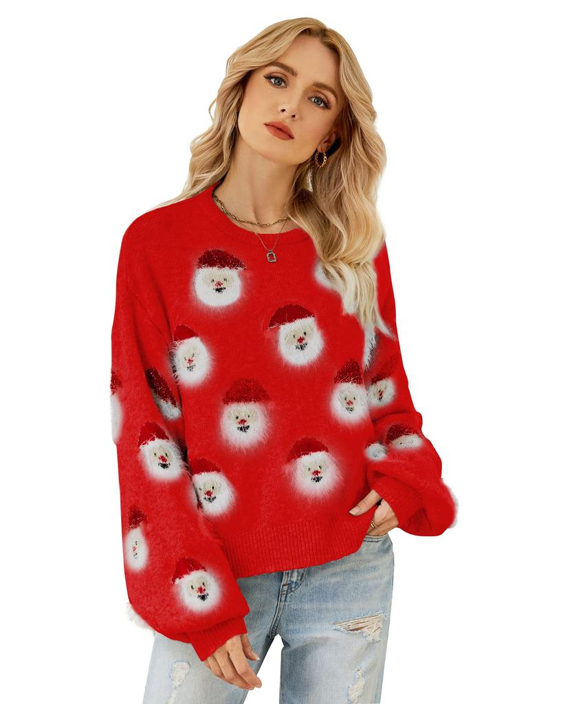 Matching Christmas Sweaters for Women and Round Loose Soft and Warm for Fall and Size XL [Lesmart.jp] Kids, Collar, Fit, Winter, Red,