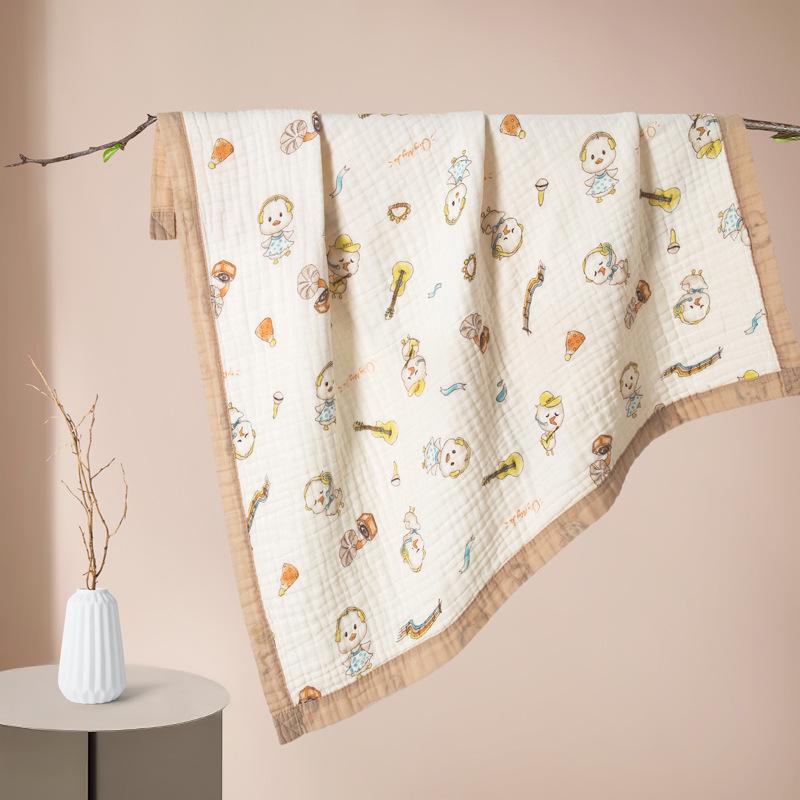 Toalha e Colcha de Algodão Gaze de Seis Camadas para Bebê – Cobertor para Criança Pequena Primavera/Verão