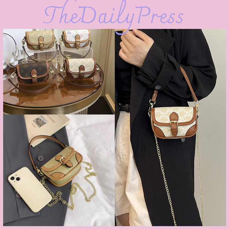 Square Print Retro Single Shoulder Crossbody Bag Leather Handbag Gift Fashion