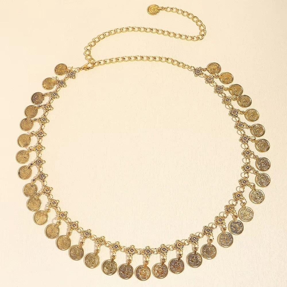Gold/Silver Metal Belly Chain Shaking Coins Waist Belt Luxury Body Chain  for Women
