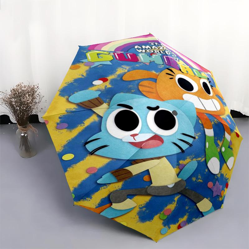 Gumball Darwin Adventure Automatic Umbrella - Suitable Travel Outdoor Portable Umbrella Birthday Gift Daily Essentials