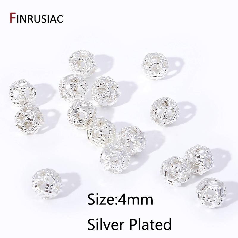 

18K Gold Plated Brass 4mm Hollow Round Spacer Beads,Bracelet Beads For Jewelry Making,Beads Separators,DIY Jewelry Accessories 50 pieces