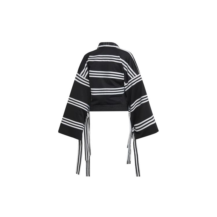Adidas Originals X Ji Won Choi Kollaboration Kimonoärmel Band Streifen Print Kurze Jacke Damenjacke Schwarz FJ9307
