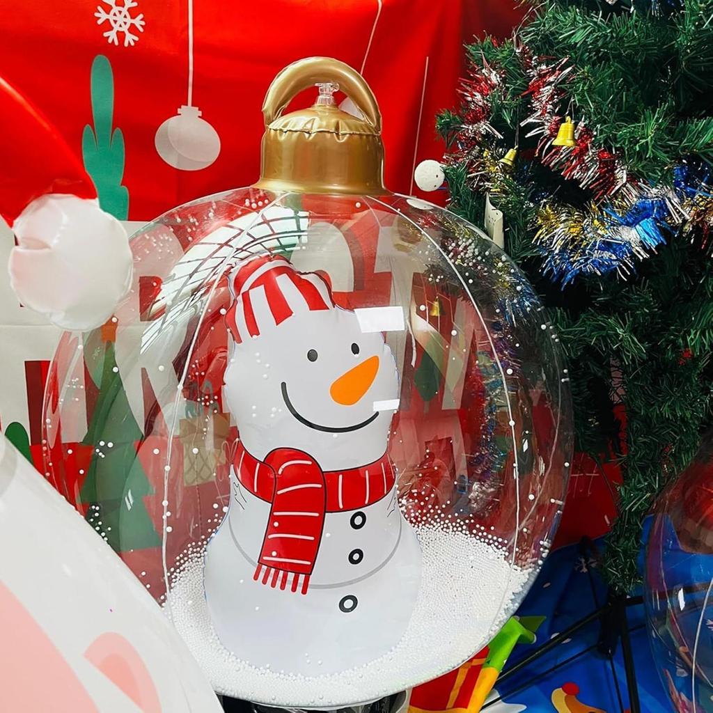 60cm Light Up Inflatable Christmas Balls Ornaments,PVC Inflatable Christmas Decorations Ball with LED Light