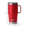 YETI Rambler 20 oz Travel Mug, Stainless Steel, Vacuum Insulated with Stronghold Lid, Rescue Red