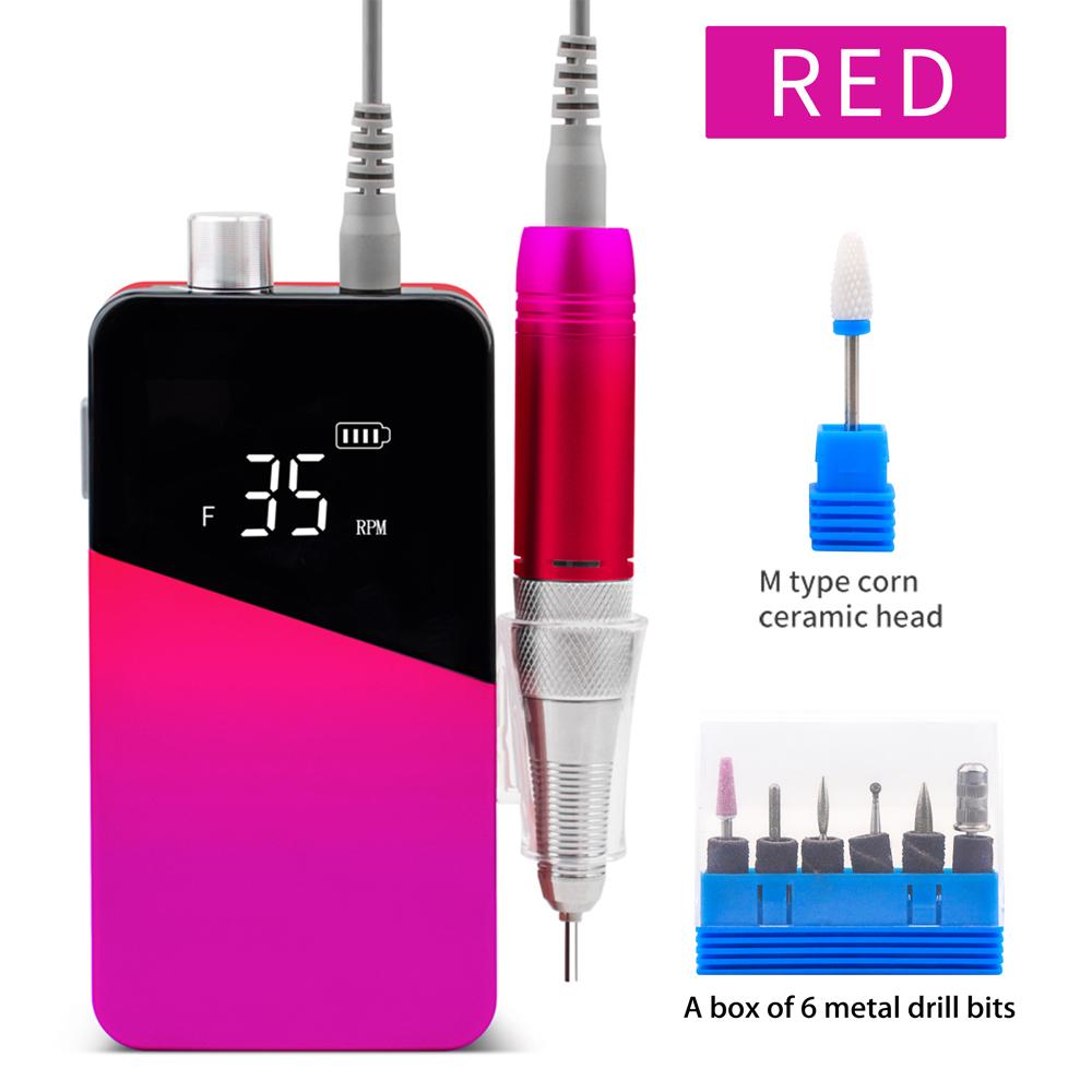 

BEPAN 35000RPM Gradient Color Handle Rechargeable Nail Drill Portable Cordless E File Nail Drill Machine Set Manicure PLUG червоний