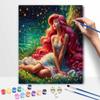 Disney Little Mermaid Oil Painting Kit, Magical Forest Home Decor Handmade Gift for Adults DIY Art Craft Wall Hanging Decor Craft