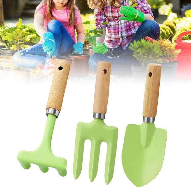 Complete Kids Garden Tool Set with Metal Construction&Wood Handles for Little Hands Planting Digging and Playing Outdoor