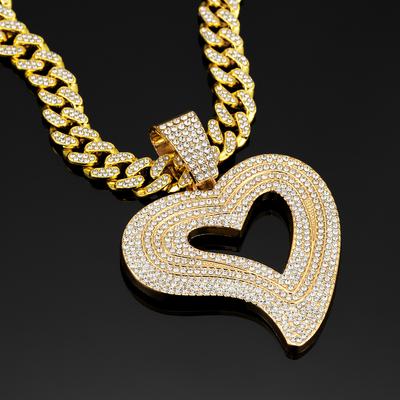 Fabrikneu 13MM Miami Cuban Kette Unregelmäßiges Liebesherz Anhänger Halsketten ,Hip-Hop Stil Paar Für Tägliches Tragen Von Männern Und Frauen