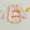 Frühlings- & Herbst-Baby-Strampler - Niedliche Enten- & Buchstabenstickerei, Rundhalsausschnitt, Langarm-Body
