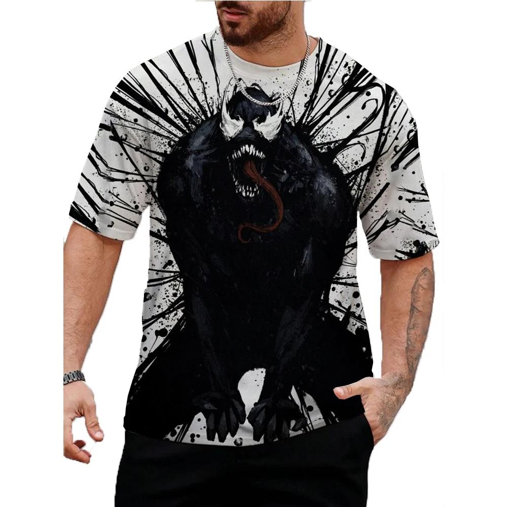 Marvel Venom Graphic T-Shirt Men Summer Cartoon Tops Male Casual Stylish Short Sleeve Clothing Fashion Trend Streetwear
