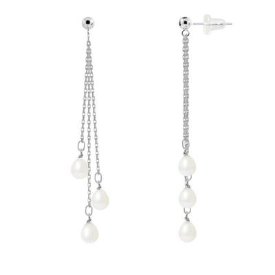 Dangling Earrings - - Genuine Freshwater Pearls 5-6 Mm - White Gold - 2 Year Warranty