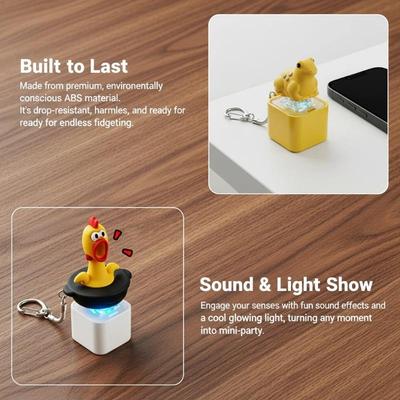 Funny Chicken Frog Keyboard Fidget Toys Keychain Finger Button Clicker Decompression Toys With Colorful Lights Rechargeable Toy