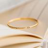 Korean Light Luxury Sparkling Diamond Gold Titanium Ring - Women's Index or Pinky Finger Jewelry