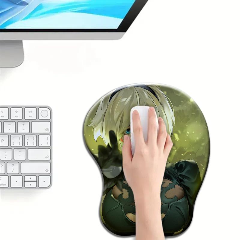 Game White Hair and Blue Eyes Girl Nier 2B Mouse Wrist Pad Ergonomic 3D Soft Silicone Anti-tenosynovitis Wrist Mouse Pad