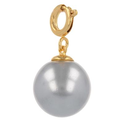 [R3490] - Gold Plated Charm Pendant 'Perla' Golden Gray - 12 Mm