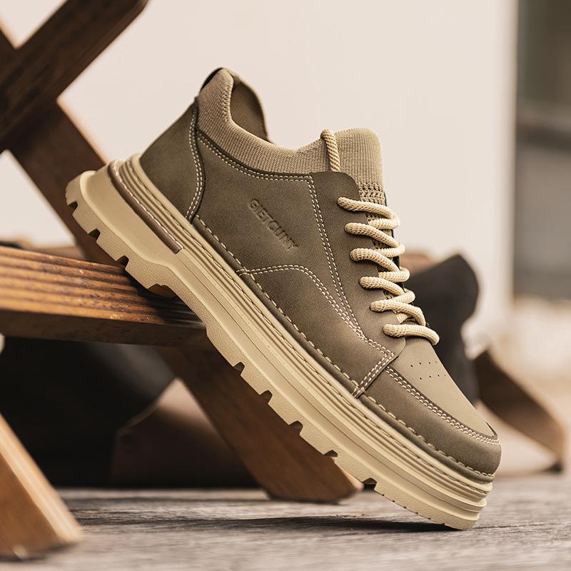 

Мужская обувь осень дышащая корейская версия повседневная кожаная обувь для скейтборда мужские британские рабочие ботинки мартин с низким верхом 2024 новинка 44