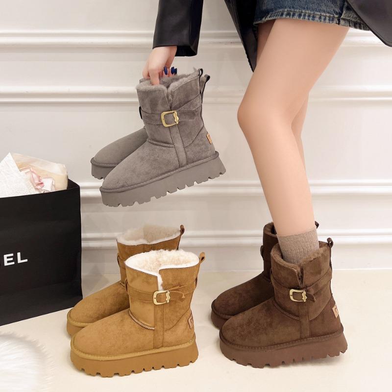 Winter New Snow Boots Non-slip and Snow-proof Comfortable Belt Buckle Outdoor Travel Versatile Student Cotton Shoes