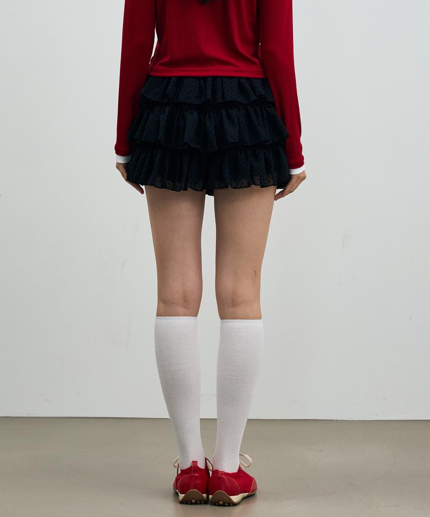 Alikim Mini Heart Cancan Skirt Pants / Black