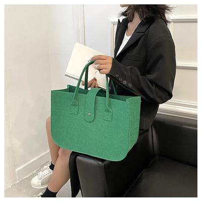 Felt Handbag Ladies Solid Color Tote Bag Travel Shopping Purses