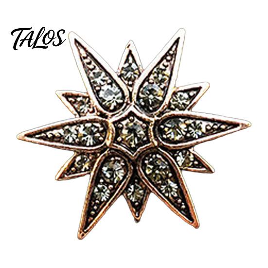 Men Formal Accessory 1/2Pcs Double-Layered Eight-Pointed Star Lapel Pin with Rhinestones, Thickened Alloy Decorative Brooch Safety Buckle for