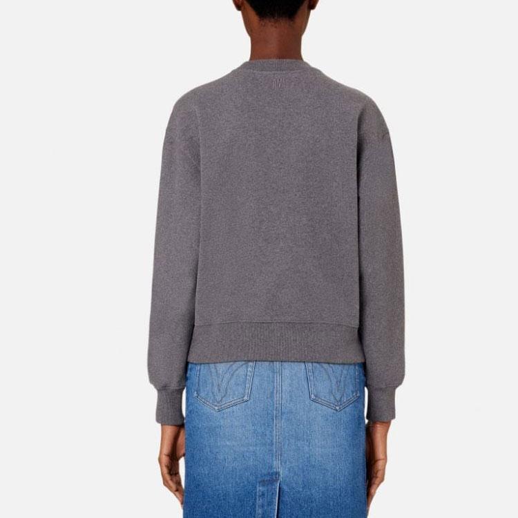 Amiparis Fw22 Letter Logo Round Neck Casual Long Sleeve Pullover Sweatshirt Women sweatshirt Gray USW011739-055