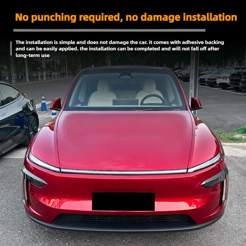 Per Tesla Model Y Juniper 2025 2025 Lampada Fendinebbia Anteriore Spoiler a Lama di Vento ABS Aspetto Carbonio Rivestimento Lama Copertura Protettiva Sopracciglio Luce