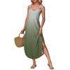 Women's summer long dress, sleeveless with side slits, long gradient vest dress