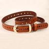 Women's Genuine Leather Hollow Pin Buckle Belt - Fashionable, Versatile, Retro Casual Waist Belt for Jeans