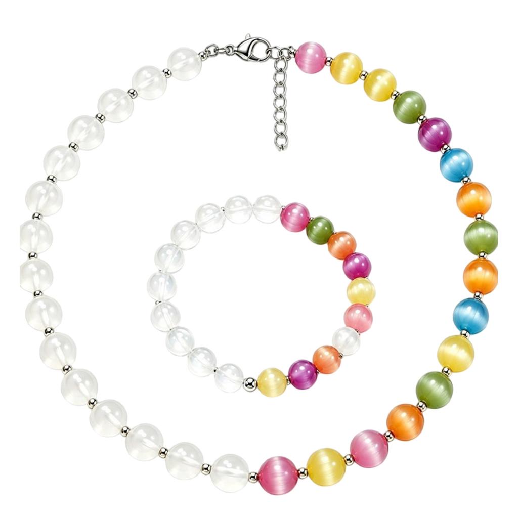 Beaded Necklace and Bracelet Set with Color Changing Beads Adjustable Chain for Women and Girls Jewelry Gift