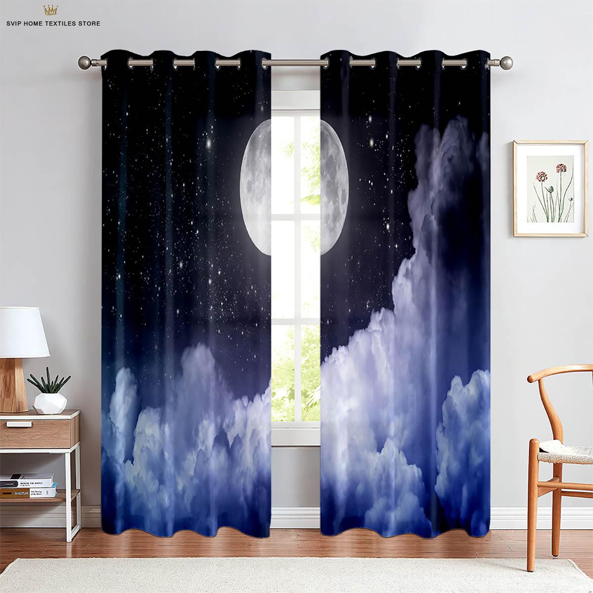 

Завораживающая Звездное Небо Вселенная 3D Печать Штора, Спальня, Кабинет, Гостиная, Декоративный Элемент для Атмосферы, Легко Стирать и Ухаживать W50X130H(CM)X2PCS&Rod pocket