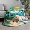 Tropical Beach Print Microfiber Flannel Cover Blanket Bedroom Living Room Sofa Soft And Comfortable Home Decoration