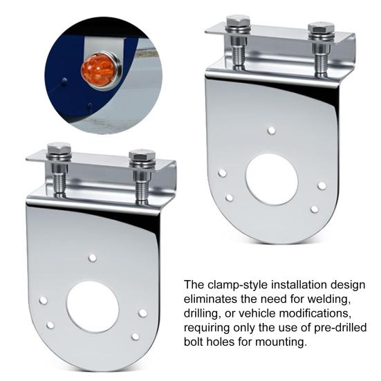 2Pcs Bottom Light Bracket for Watermelon Lamp Stainless Steel Clamp-On Mount No Drilling Required Anti-corrosion Lamp Mount for Semi-Trucks