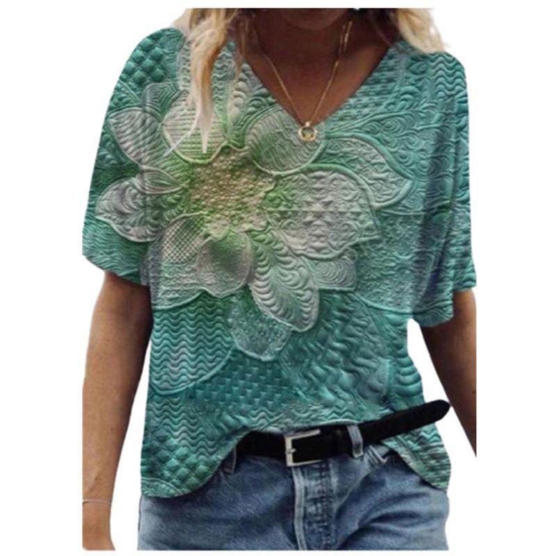 

V-neck Loose Printed Short-Sleeve T-shirt V Neck Print Short-Sleeved T-shirt ycx11141-1 XL