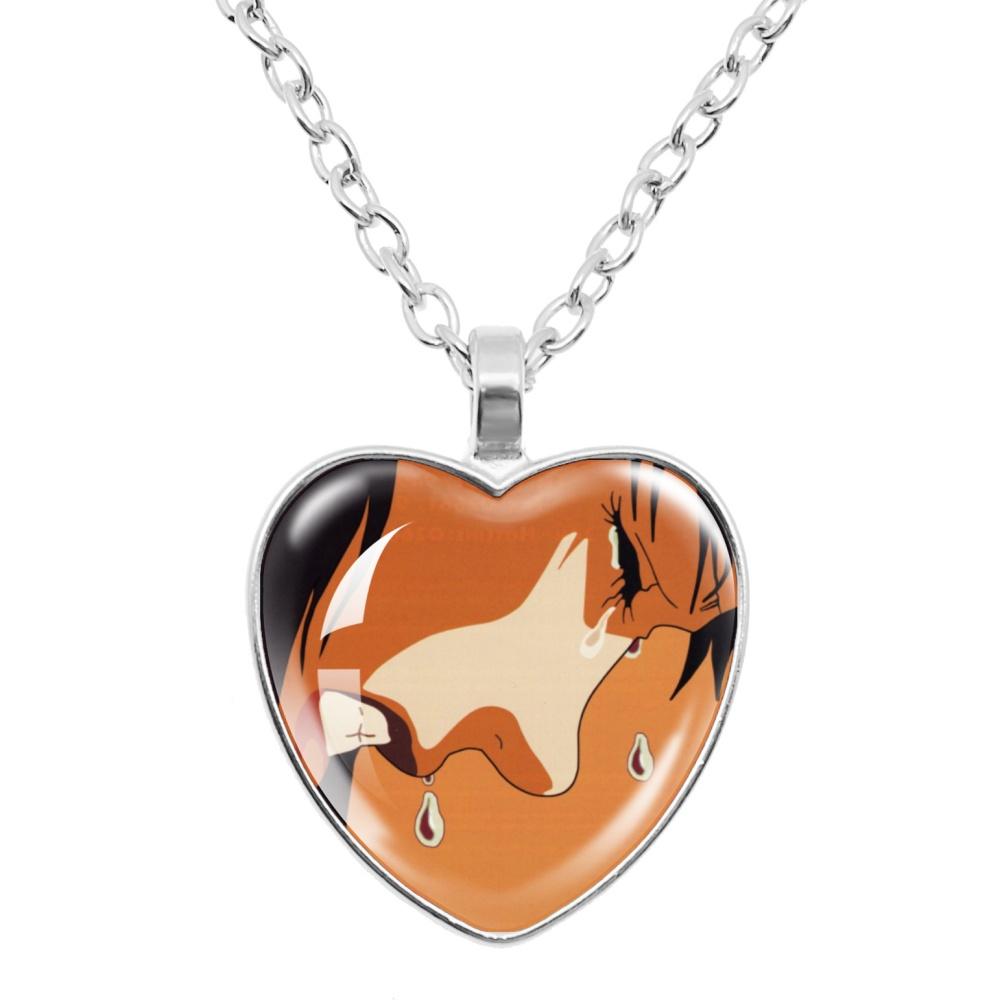Perfect Blue Anime Movie Cartoon Glass Heart-Shape Pendant Necklace Cass Heart Shape Pendant Necklace Jewelry Charm Collect Gift