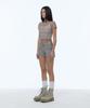 Gillaakaibeu Lettering Logo Backless Sheer Crop Top_Grey