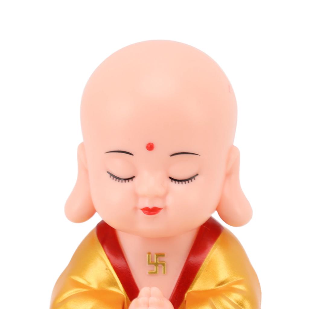 Small Monk Ornaments Cute Monk Car Interior Display Decoration Light Energy Sensing Decorations for Car Dashboard Home